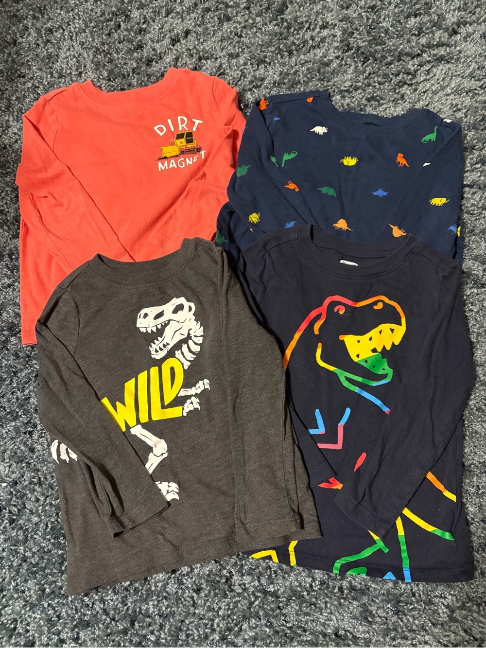 Kids 3T Long-Sleeve Dinosaur & Graphic Tops
